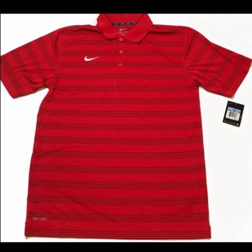 New Nike Golf Dri-Fit Stripe Polo Sz Md